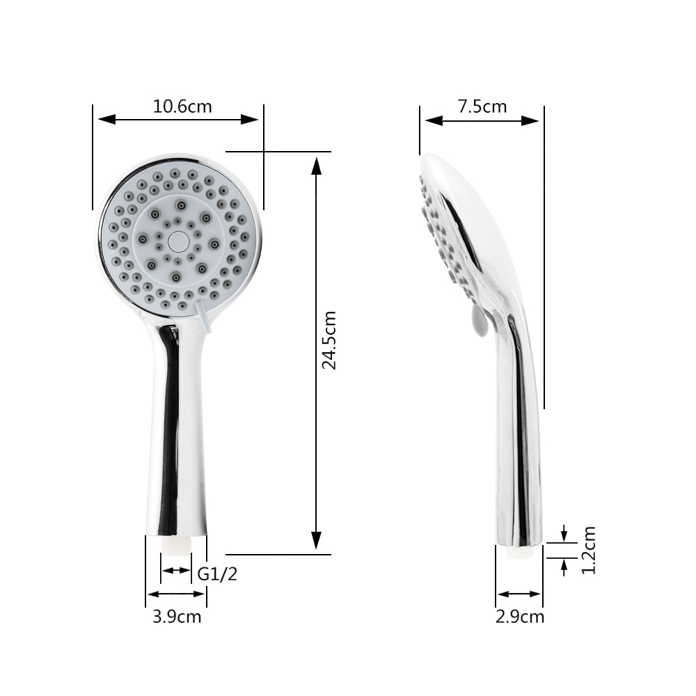 Five Function Adjustable Shower Head ABS Chrome Bathroom Bath Shower Water Saving High Pressure Round Shape Handheld Hose Nozzle