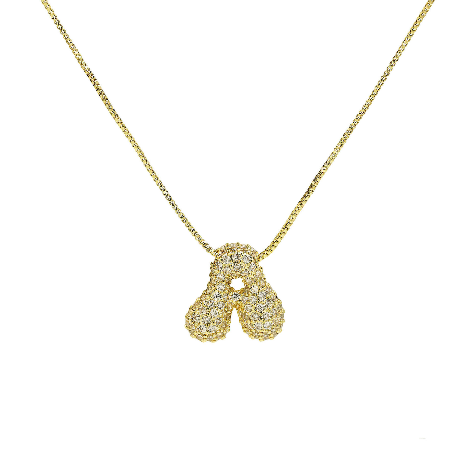 Vergulde ballonhanger met 26 letters van het alfabet, koperen zirkonia bubbelhanger met initialen voor vrouwen, persoonlijkheidsketting sieraden
