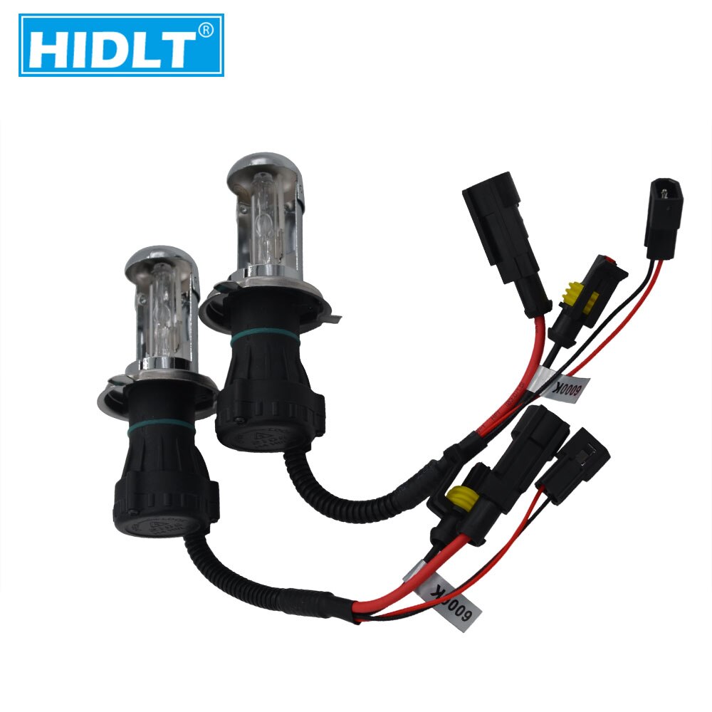 Hidlt 2 stk xenon  h4 bixenon hid pærer 35w 6000k 5000k 8000k 4300k 55w h4 hl høj lav  h4-3 hid erstatning bil forlygte lygte