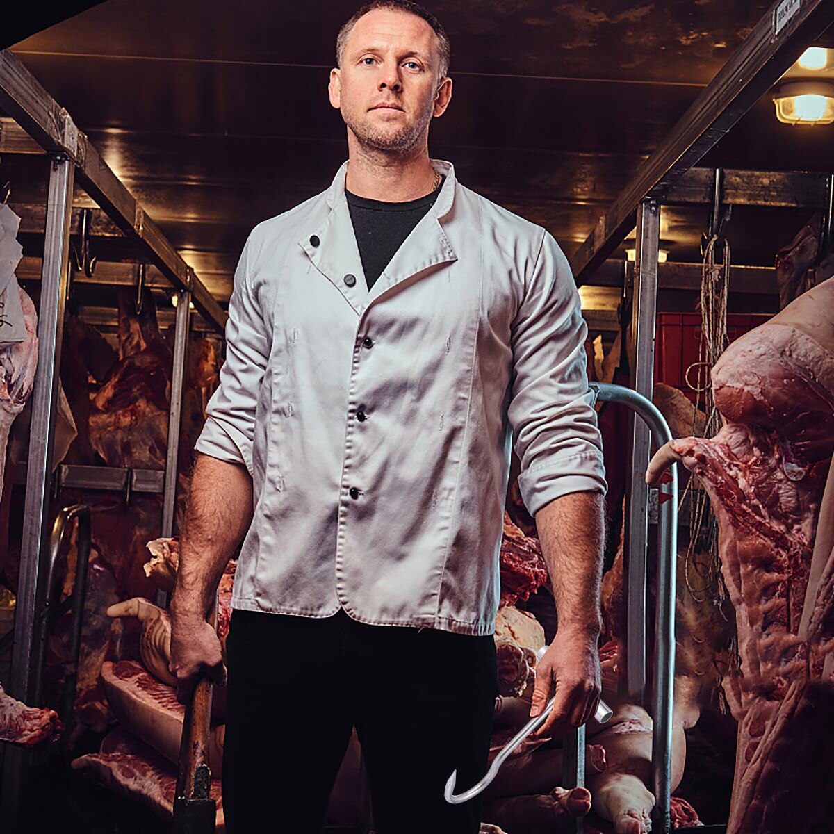 Meat Hooks for Butchering T Shaped Steel Hook with Handle Butcher Shop Tool Kit