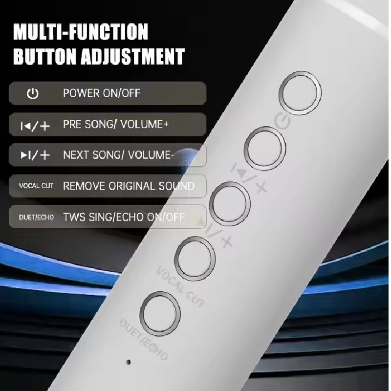 Draadloze Bluetooth draagbare handmicrofoon voor thuis KTV Party Audio Conferentie Ruisonderdrukking Kleurrijk licht karaoke