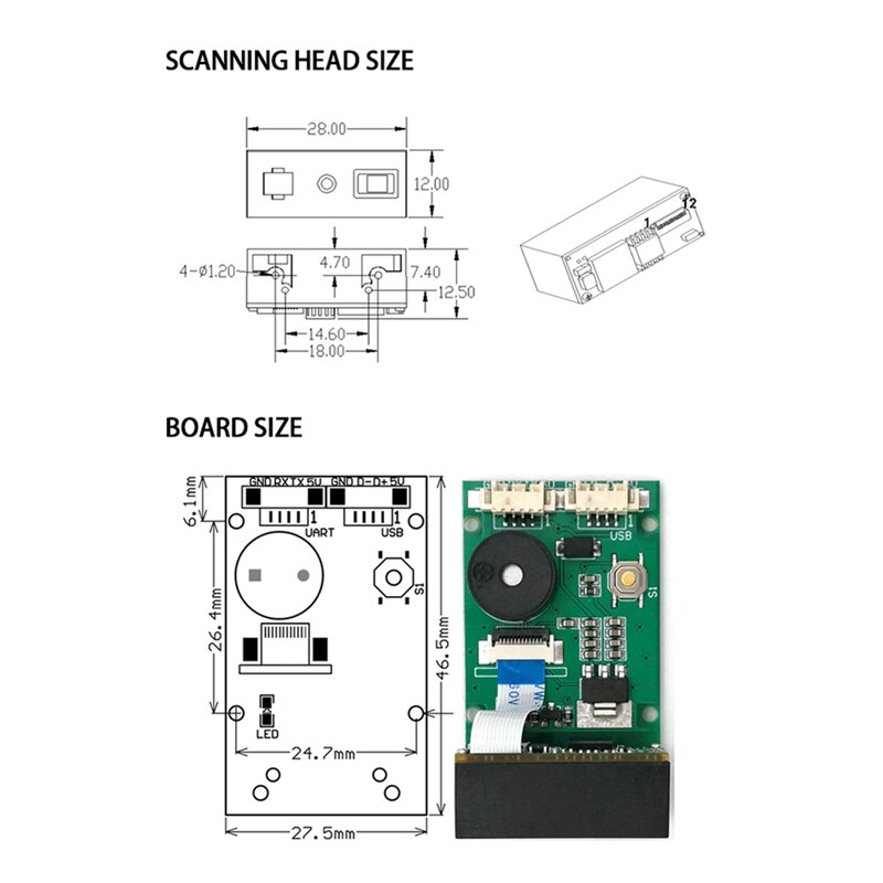 GM67 1D 2D Usb Uart Bar Code Qr Code Scanner Module Reader Voor Android