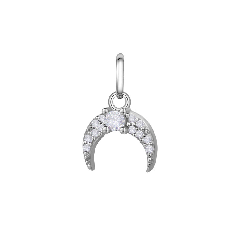 Trustdavis Mode Echte 925 Sterling Zilver Sweet Mini Maan Cz Charm Hanger Handgemaakte Diy Accessoires DZ44: Zilver