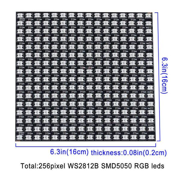 Matrix Led Pixel Module Licht 8*8 16*16 8*32 Pixels WS2812B WS2812 Digitale Flexibele Panel individueel Adresseerbare 5050 Rgb 5V: 16x16 Pixel