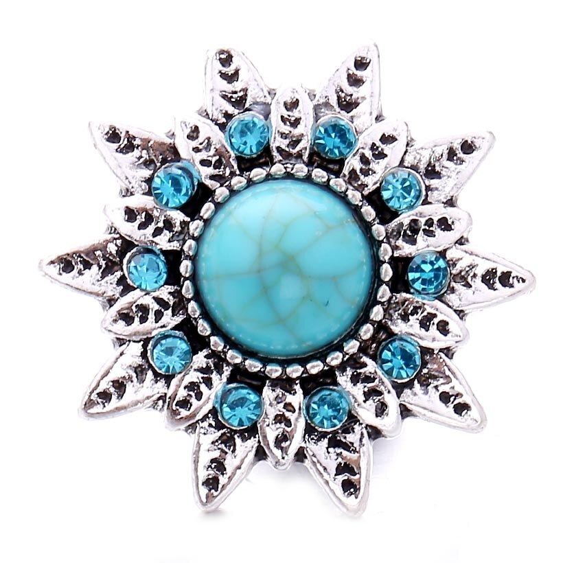 Botones a presión Vintage para mujer, cuentas de joyería, flor de 18mm, botones a presión de Metal, collar a presión de 18mm, 5 unids/lote: 5