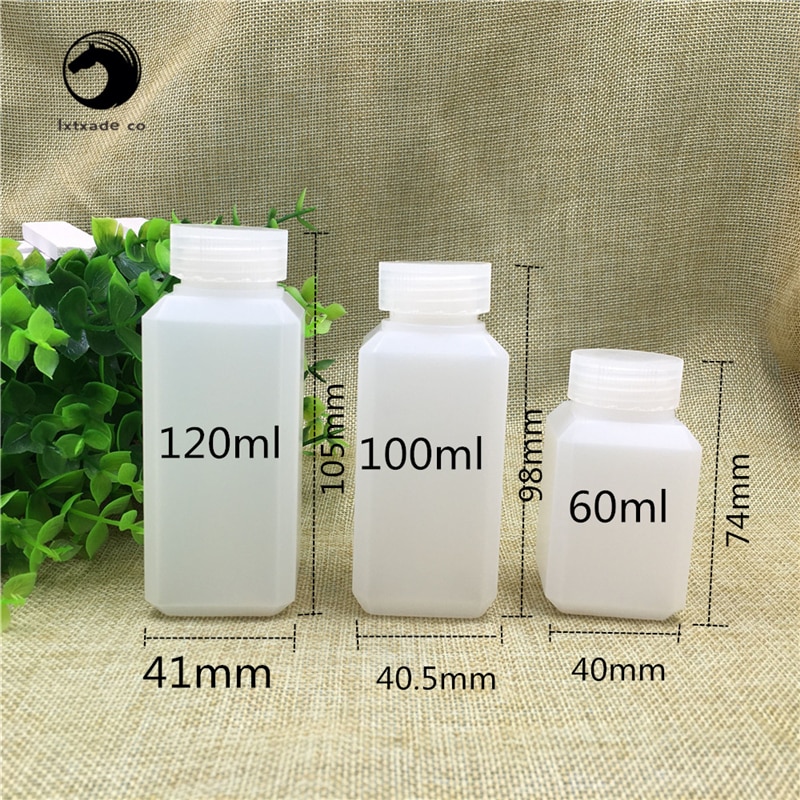 30 stuks 60 100 120 ml lege kleine potjes witte vierkante plastic opberg mini flesjes wasmiddel olie verzegelde verpakking containers botellas