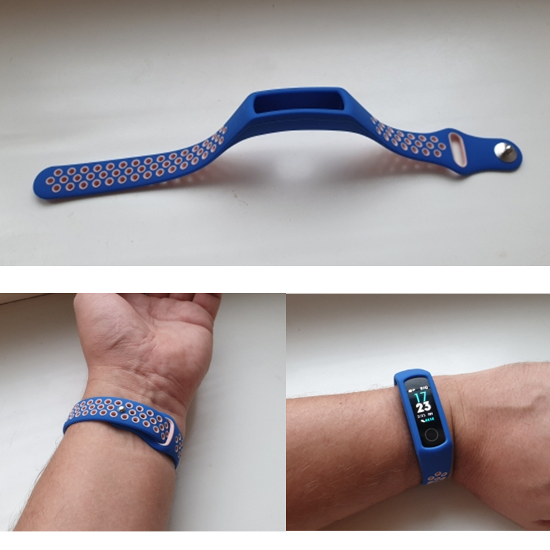 Correa de silicona para Huawei Honor Band 4 5 pulsera deportiva inteligente dos tonos porosa correa de reemplazo transpirable para Honor Band 3 4 Band5