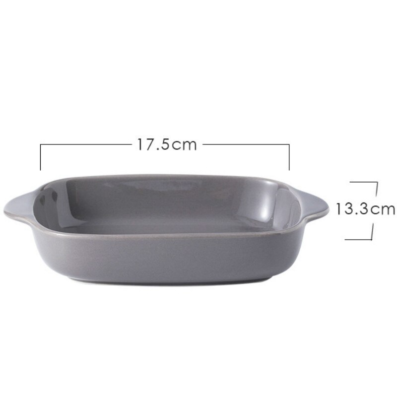 Rectangular Ceramic Baking Tray Double-eared Rice Plate Baking Mold Oven Pasta Thousand-level Baking Tray Microwave Oven: Gray