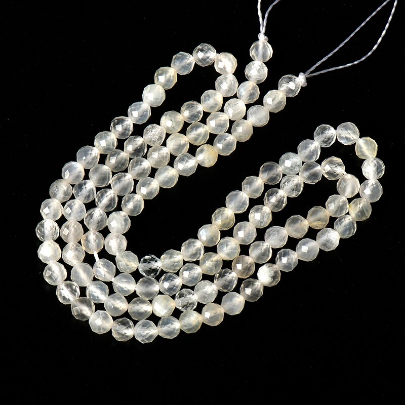 Transparant licht witte kralen met wit glanzend snijvlakken 3mm-2mm Wit maanlicht Steen losse kralen