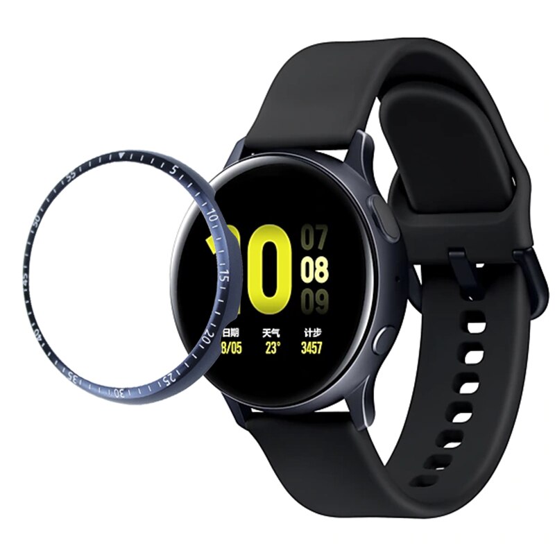 For Samsung galaxy watch Active 2 40mm 44mm Bezel Ring Case Cover Frame Anti Scratch Metal Protection Bezel for Samsung watch: Blue / For Active 2 44mm