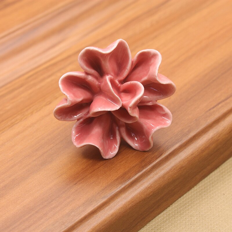 Boutons colorés pour meuble de fleurs en céramique de 40MM, poignées pour tirer de porte, placard, garde-robe, boutons de meubles
