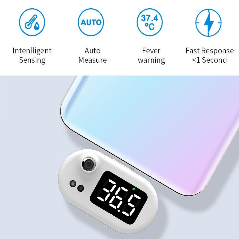VIRWIR K8 Phone Expansion Dock Thermometer Portable LCD Infrared Human Body Thermometer Support 32-42 Degree Celsius Measurement