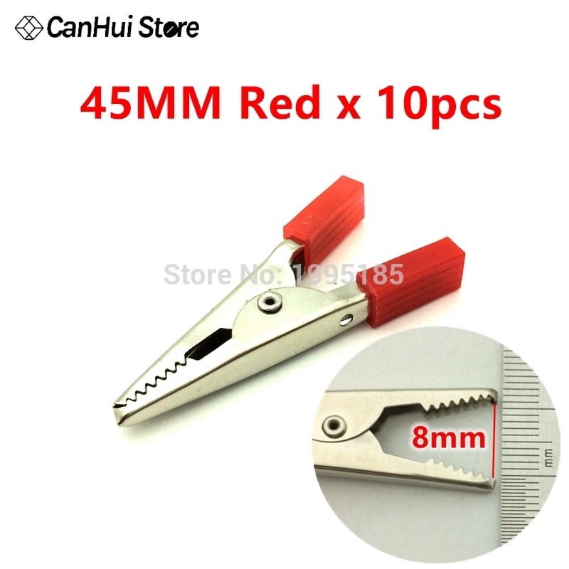 10 stk imc 30/45/50mm plasthåndtak testprobe metallkrokodilleklemmer: 45mm røde 10 stk