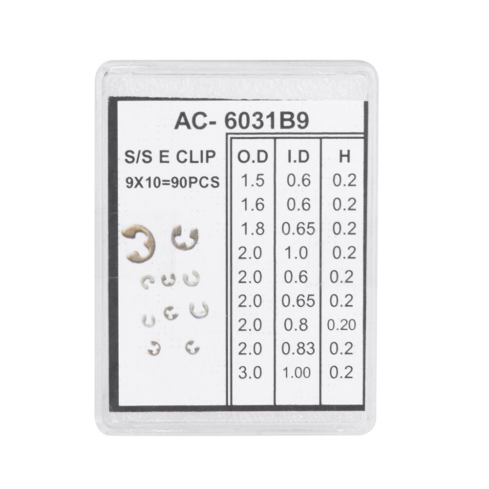90 pièces 9 tailles chronographe montre bouton poussoir c-clip E clip Circlip anneau montres outil de réparation pièces de rechange