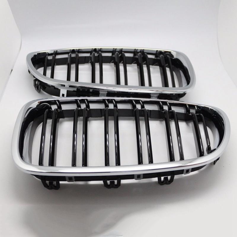 Argent + noir double aileron Grille avant Grille capot nez pour BMW F10 F11 5