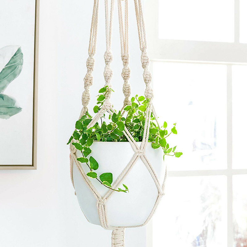 Plant Hanger Flower Pot Holder Net Bag Plant Greening Woven Hanging Basket With Tassels Designs For Indoor Outdoor Garden Office