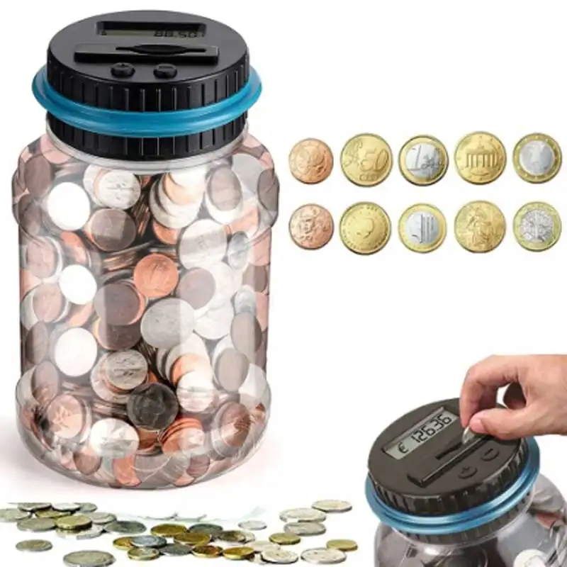 Intelligent Counting Coin Bank Bucket Coin Storage Coin Storage Box Pound Dollar Euro Coin Counter Coin LED Display