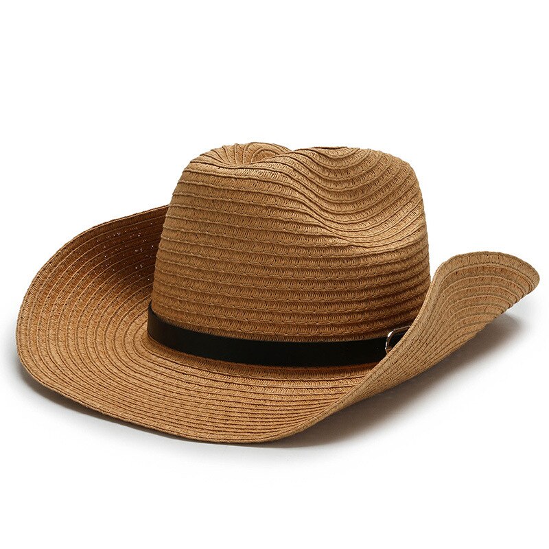 Sombreros de vaquero de paja para hombre, gorros grandes plegables, a prueba de viento, para primavera y verano