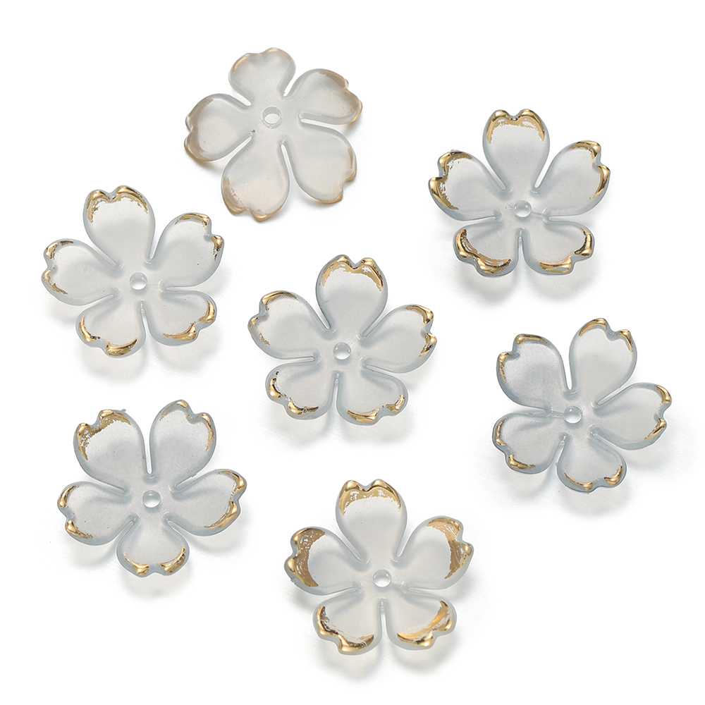 50 Perles Fleurs De Cerisier Acrylique – Dégradé Rose – Pour Création Bijoux