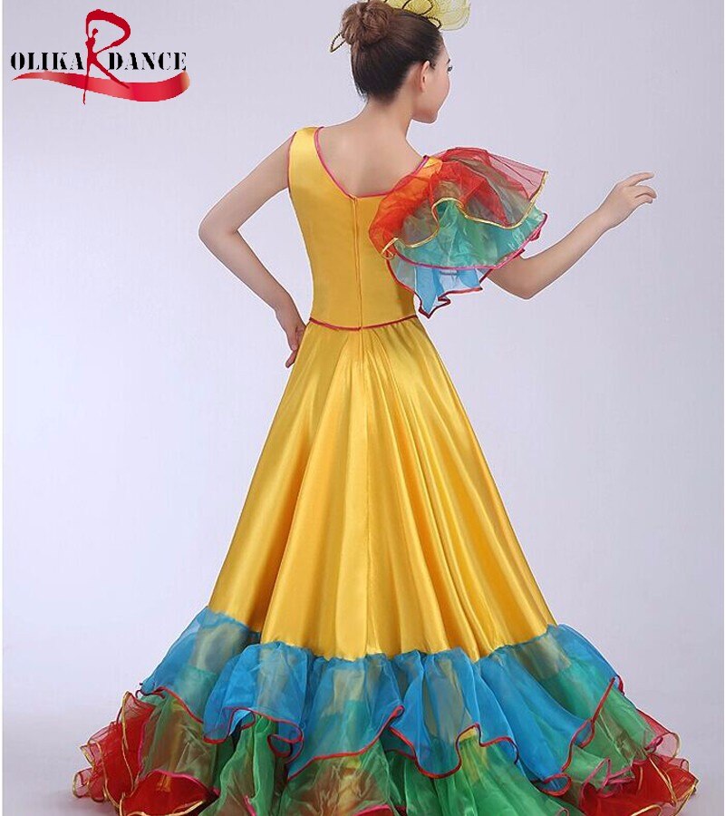 Spaanse dans rokken flamenco dans kostuums vrouwen rode spaanse dans jurken 540 graden: Paars / XL