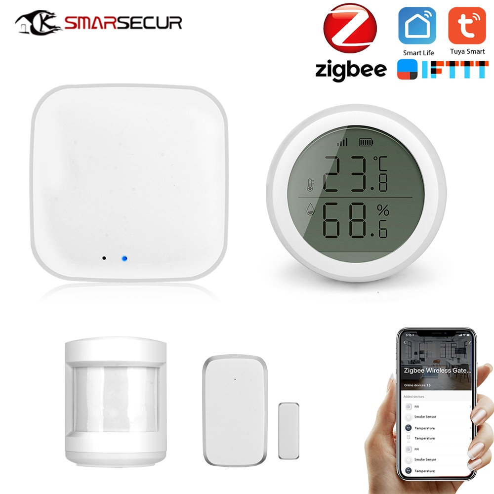 Smarsecur tuya zigbee smart home security kit pro controller hub zigbee bevægelsessensor dør/vindue sensor