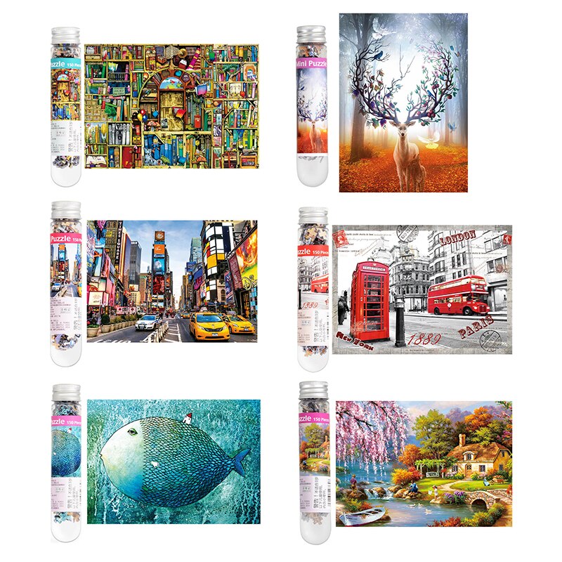 150Pcs Multi-type Landscape Puzzle Game Test Tube Packaging Adults Puzzle Toy