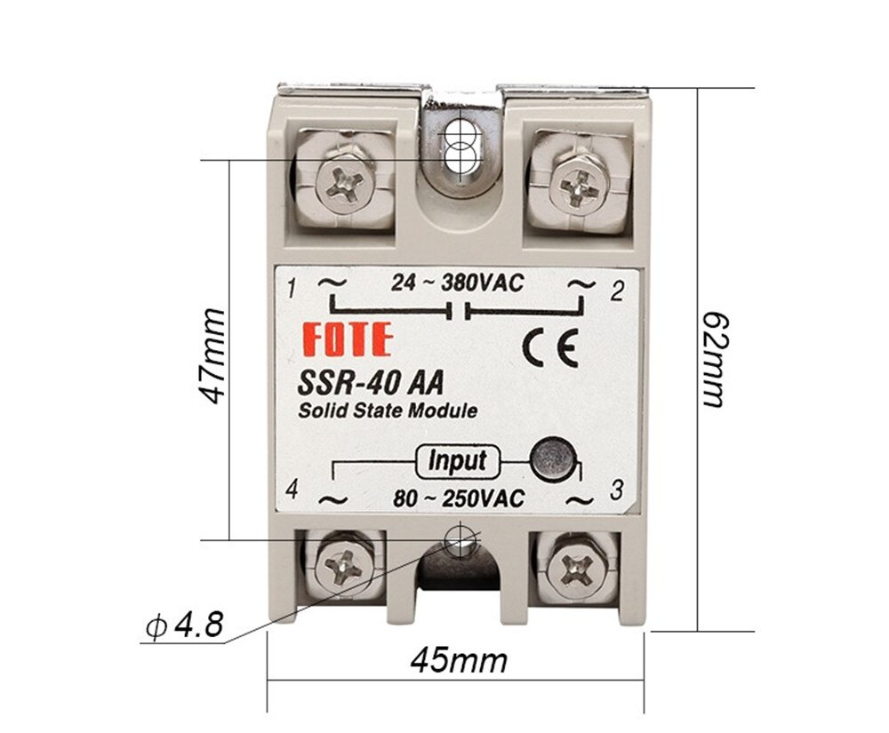 Ssr-60aa/80AA/100AA AC sterowanie AC SSR biała powłoka pojedyncza faza półprzewodnikowa przekaźnik