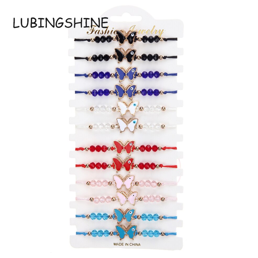 Frauen Männer 12 teile/satz Schmetterling Reize Samen Perlen Armbinde Einstellbar Seil Kette Fußkettchen Mädchen freundlicher Schmuck