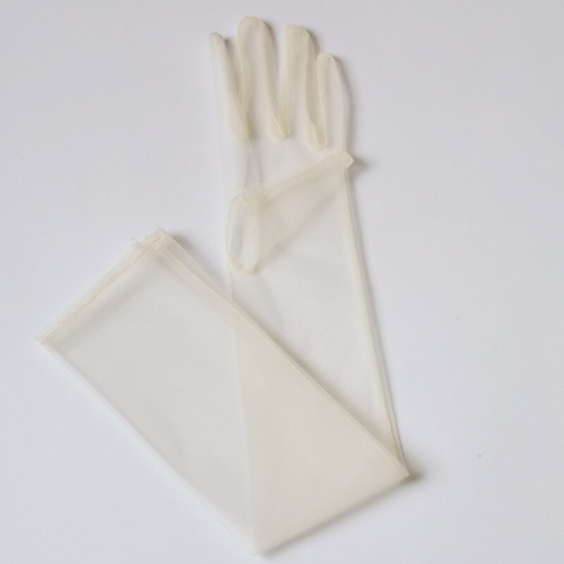 Gants en Tulle Transparent pour femmes, longs et fins pour dames, mitaines à doigt complet, élégants, accessoires de mariage: Champagne