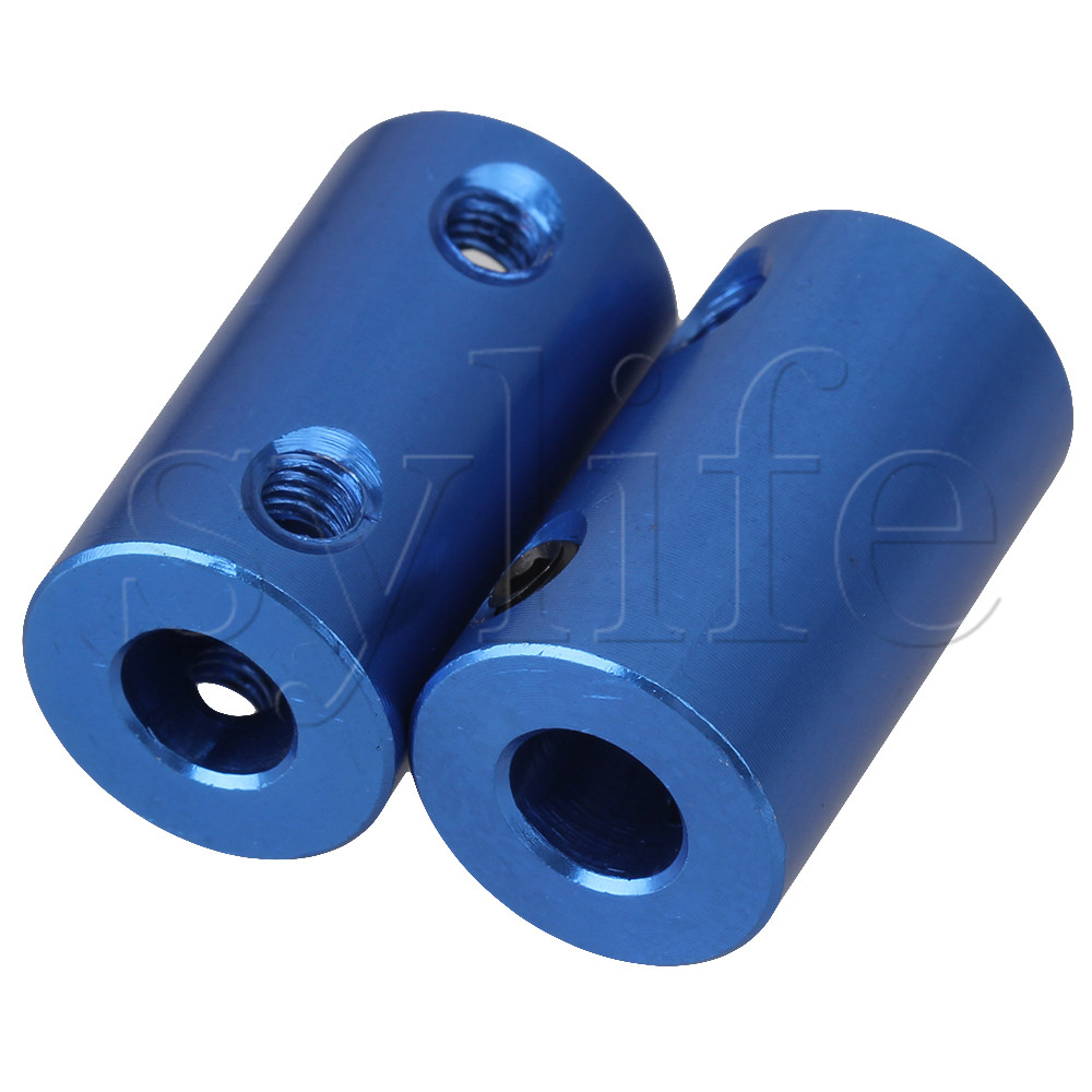 2pcs 6.35 x 6.35mm Blue Aluminum Alloy Shaft Motor Rigid Solid Coupling Coupler