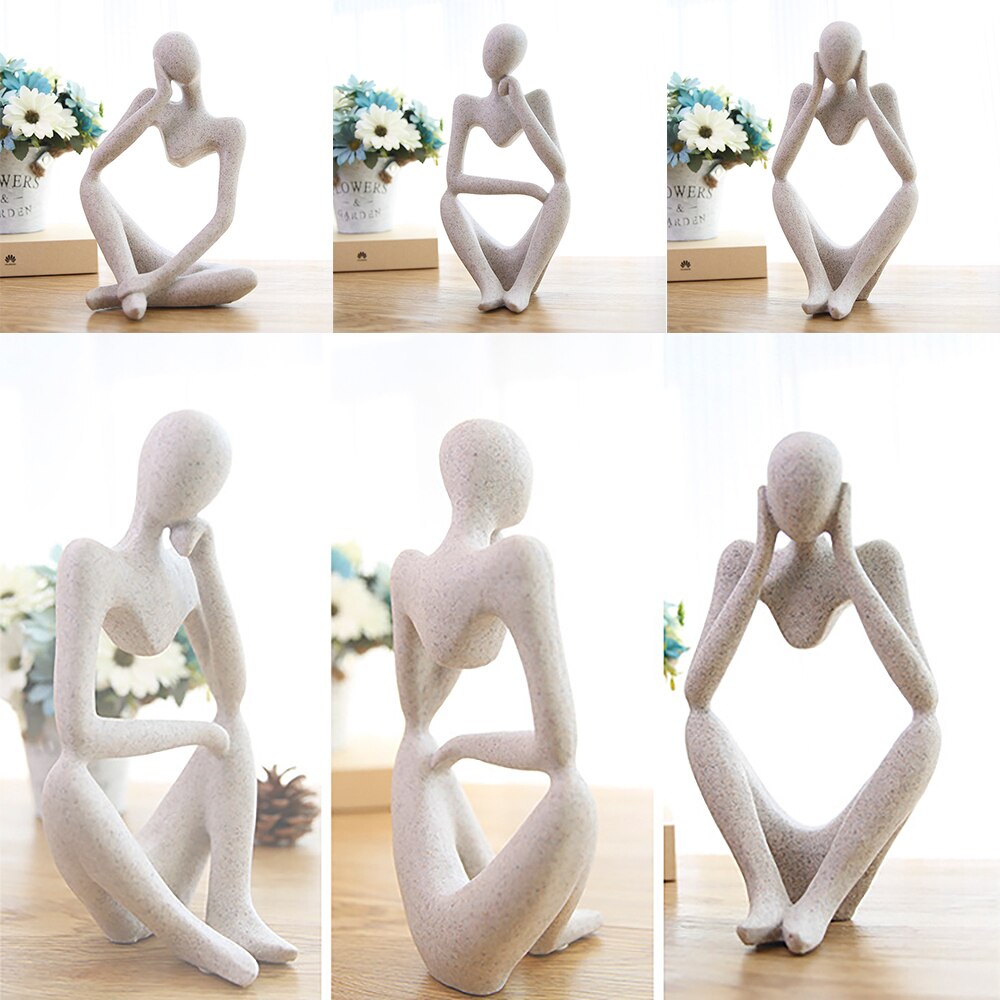Forgetive Resin Statues Abstract Thinker People Sculptures Miniature Figurines Craft Office Home Decoration Ornaments