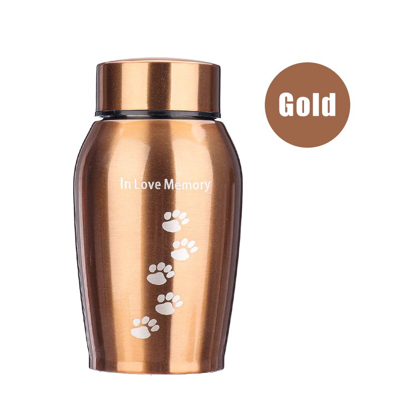 Urnes en acier inoxydable pour animaux de compagnie, 250ML, pour chiens, chats, oiseaux, souris, cendres de crémation, souvenir, dortoir: Gold