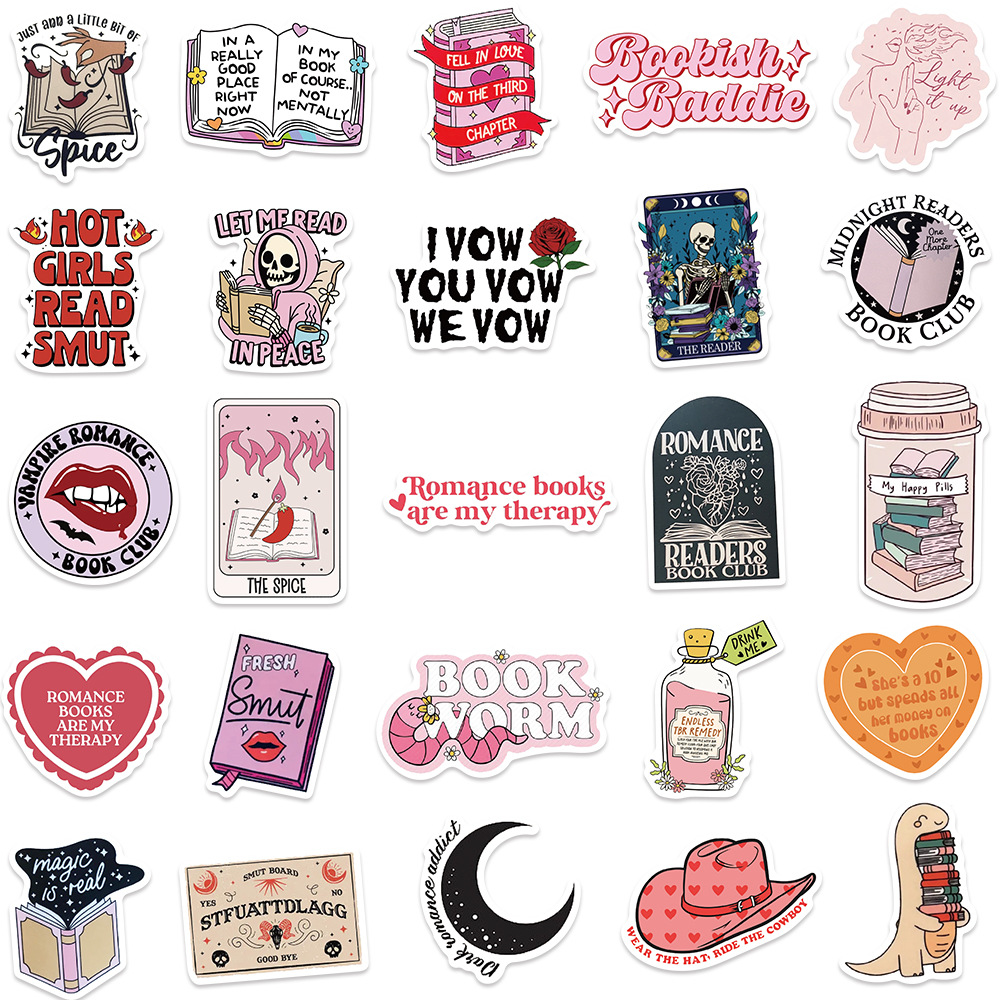 50 naklejki książkowe z motywem sprośnej książki do samodzielnego montażu, gitary, telefonu, laptopa, motocykla do kindle'a, miłośnika książek