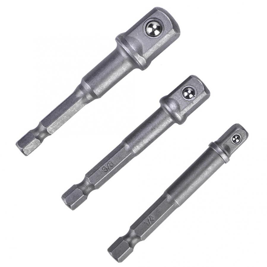 3 stk nøgletype borestykke adapter 1/4 sekskantet skaft  to 1/4 3/8 1/2 firkantet borehoved