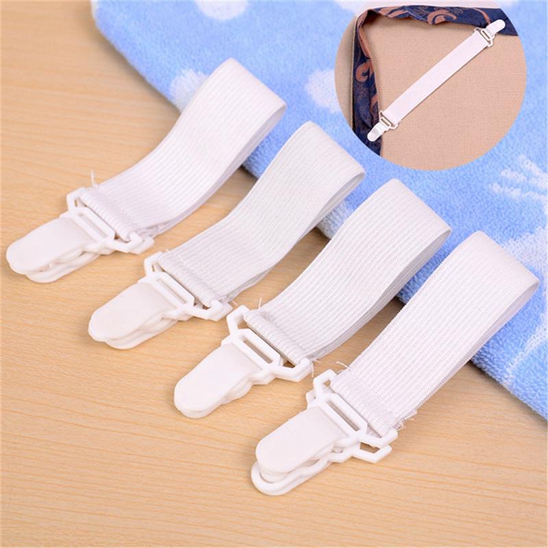 Attache-drap élastique avec pinces 4 pcs/lot, tendeur pour la fixation des draps, couvertures et textiles, accessoire ménager