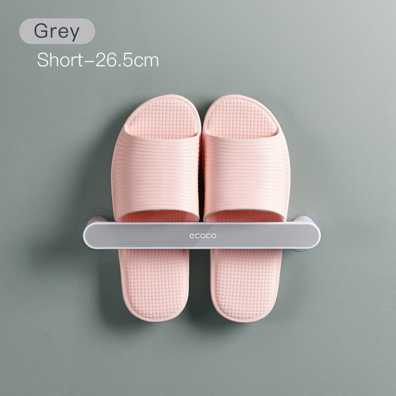 Étagère à chaussures de salle de bain porte-pantoufles mural poinçon gratuit étagère pantoufles organisateur auto-adhésif rangement porte-serviettes: Gray short