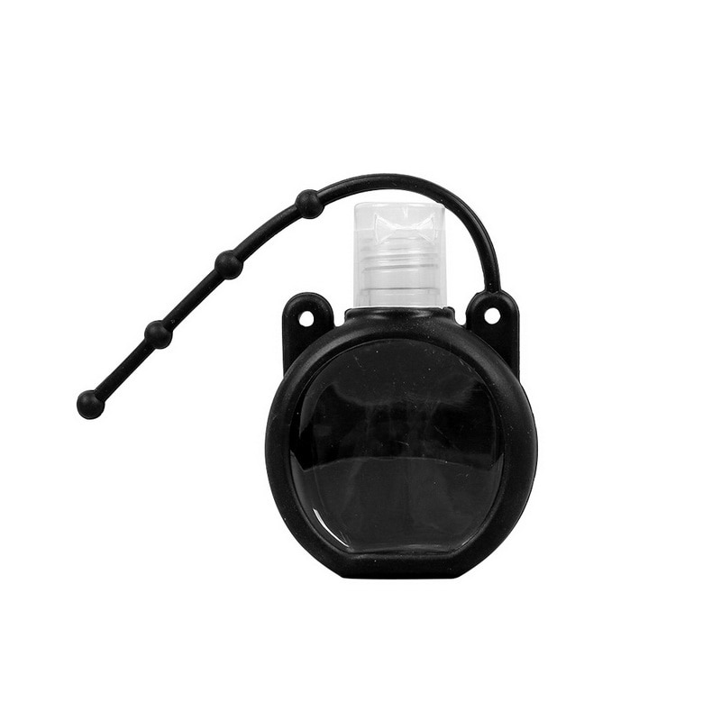 Cute Colorful Fruit Food Silicone Mini Hand Sanitizer Portable Hand Sanitizer Bottle Liquid Soap Liquid Dispenser Container: Black 1PCS