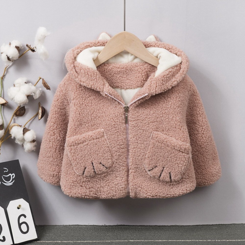 Winter Jongens Meisjes Kids Jas Warme Fluwelen Fleece Jassen Kinderen Baby Zuigelingen Oor Hooded Thicken Uitloper Parka Casacos S11340