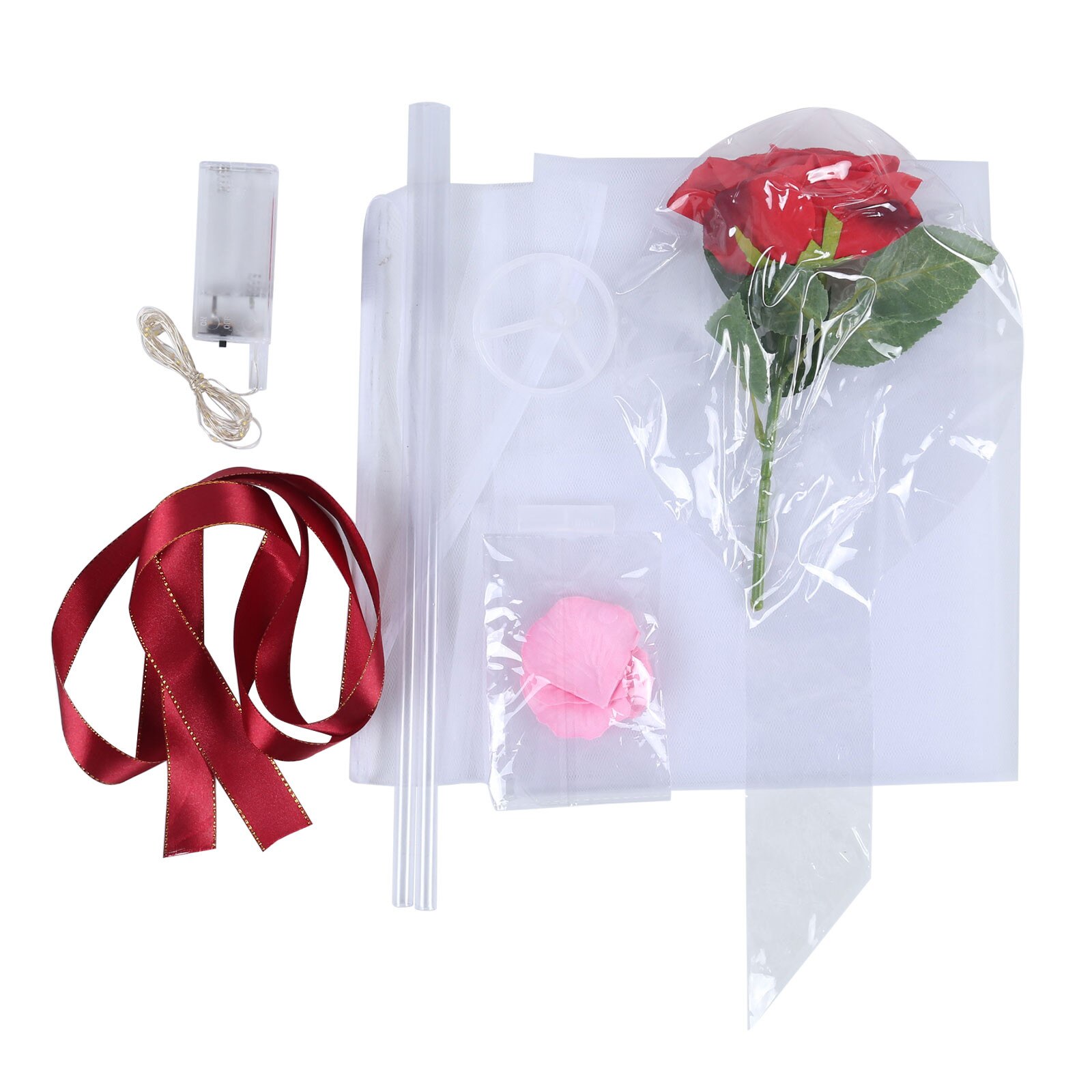 Poignée ballon Led avec bâtons lumineux Transparent Rose Bouquet Ballons de mariage fête d'anniversaire décorations lumière LED ballon #6: WHITE