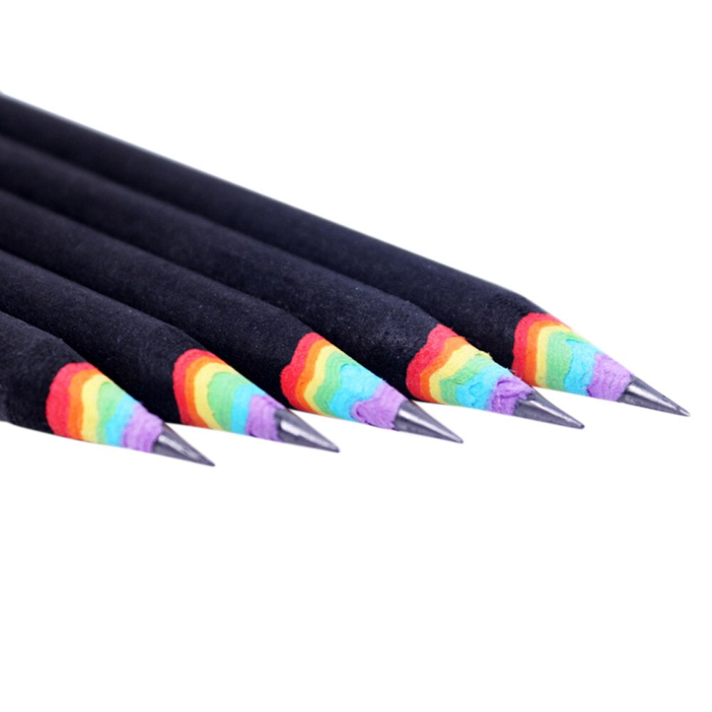 1pc Cute Rainbow Wooden 2B Pencils Kawaii Gradient Student Cylindrical Pencil For Kids School Supplies Pencil Stationery: A