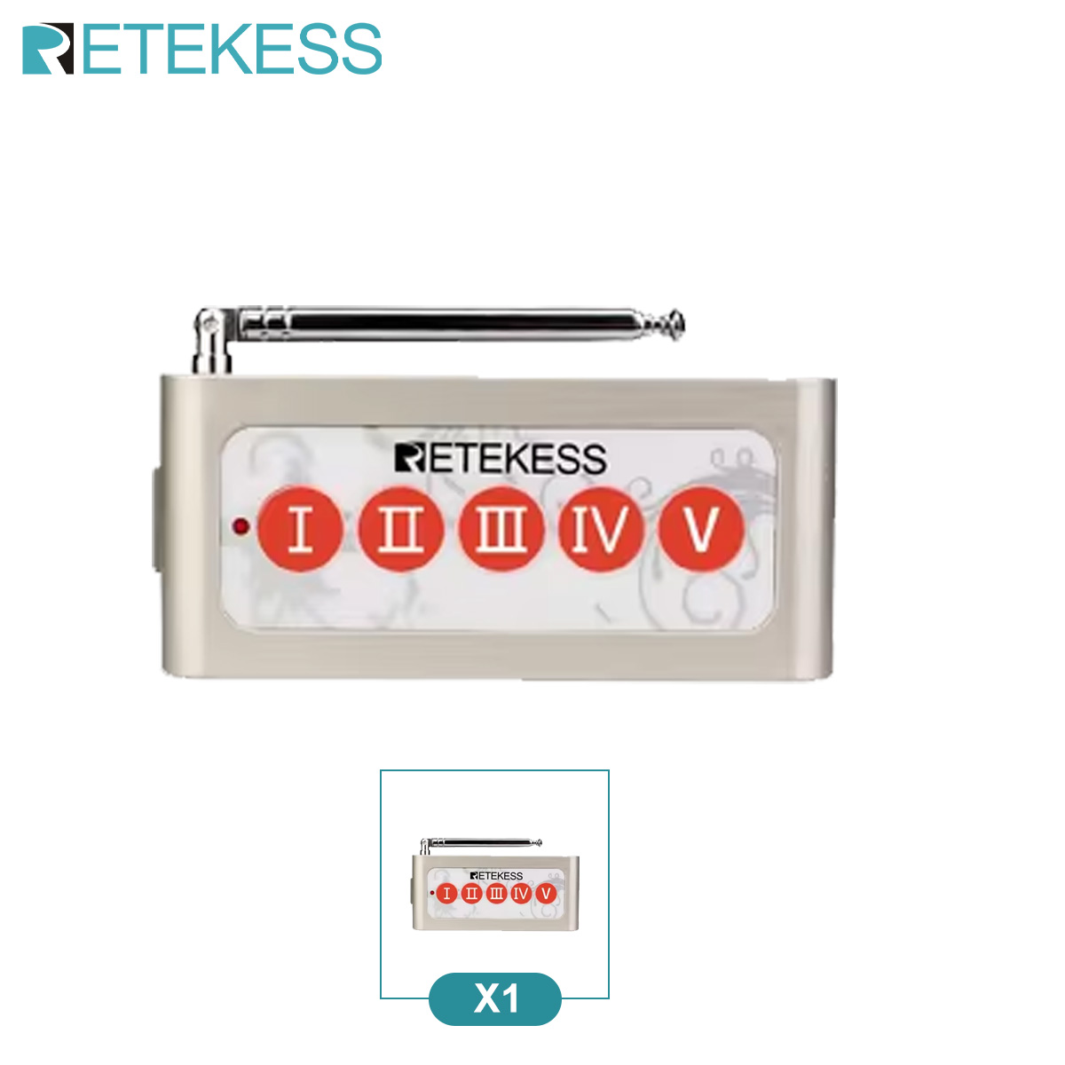 Tetekess-transmissor sem fio tdforma de botão para chamada, 5 teclas, campainha e sistema de chamada sem fio para restaurantes e cafeterias: Default Title