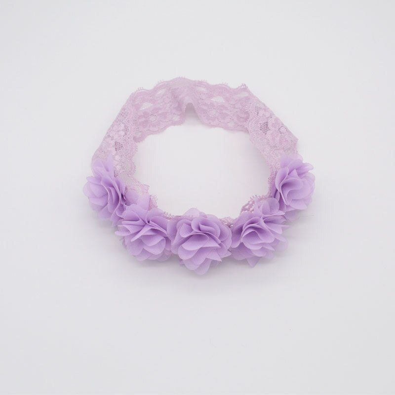 Baby Prinzessin Stirnband Spitze Blume Elastische Blumen- Haar Zubehör Für Baby Mädchen Turban freundlicher Haar Band Fotografie Bandeau: LILA