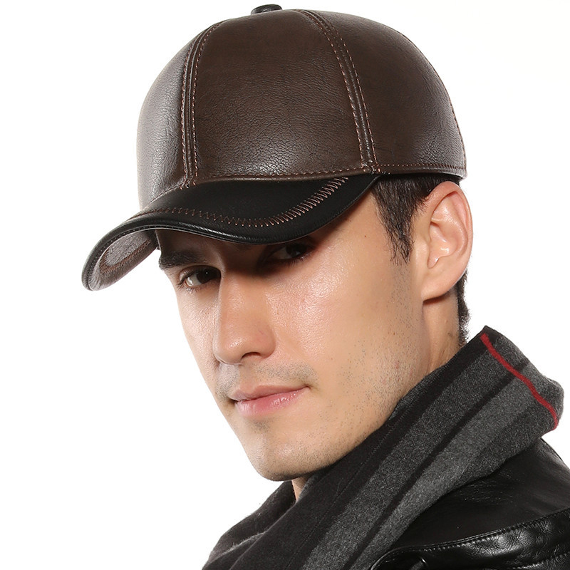 Orejeras de cuero PU de , gorros abrigados de invierno, sombreros para hombre a prueba de viento, a prueba de lluvia, gruesas, de piel sintética, gorras de bombardero en blanco para hombre