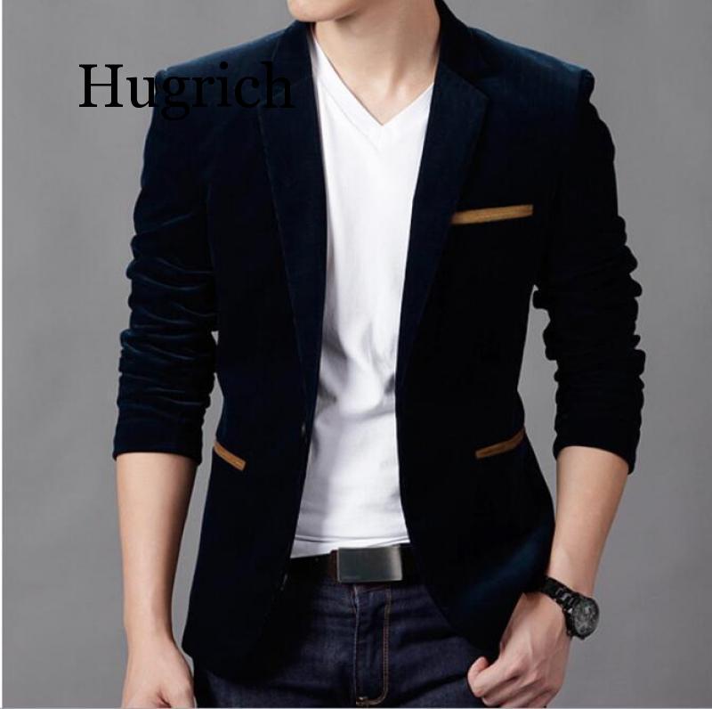 Mens Brand Blazer British's Style Casual Slim Fit Suit Jacket Male Blazers Men Coat Jacket For Men: Navy / M