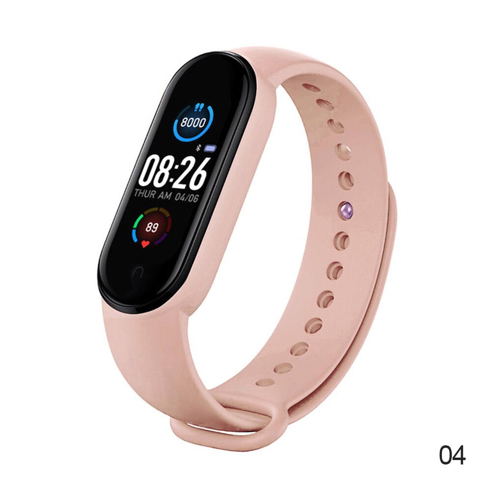 M6 smart ur mænd kvinder fitness armbånd tracker pulsmåler vandtæt sport smartwatch passer til xiaomi iphone android: Lyserød