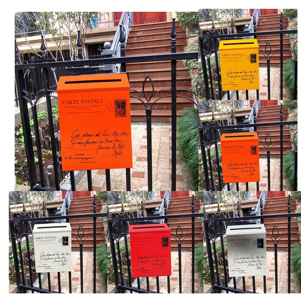 Vintage Villa Town Galvanized Iron Post Mailbox Letterbox Postbox Newspaper Magazines Holder Box Catcher Guard