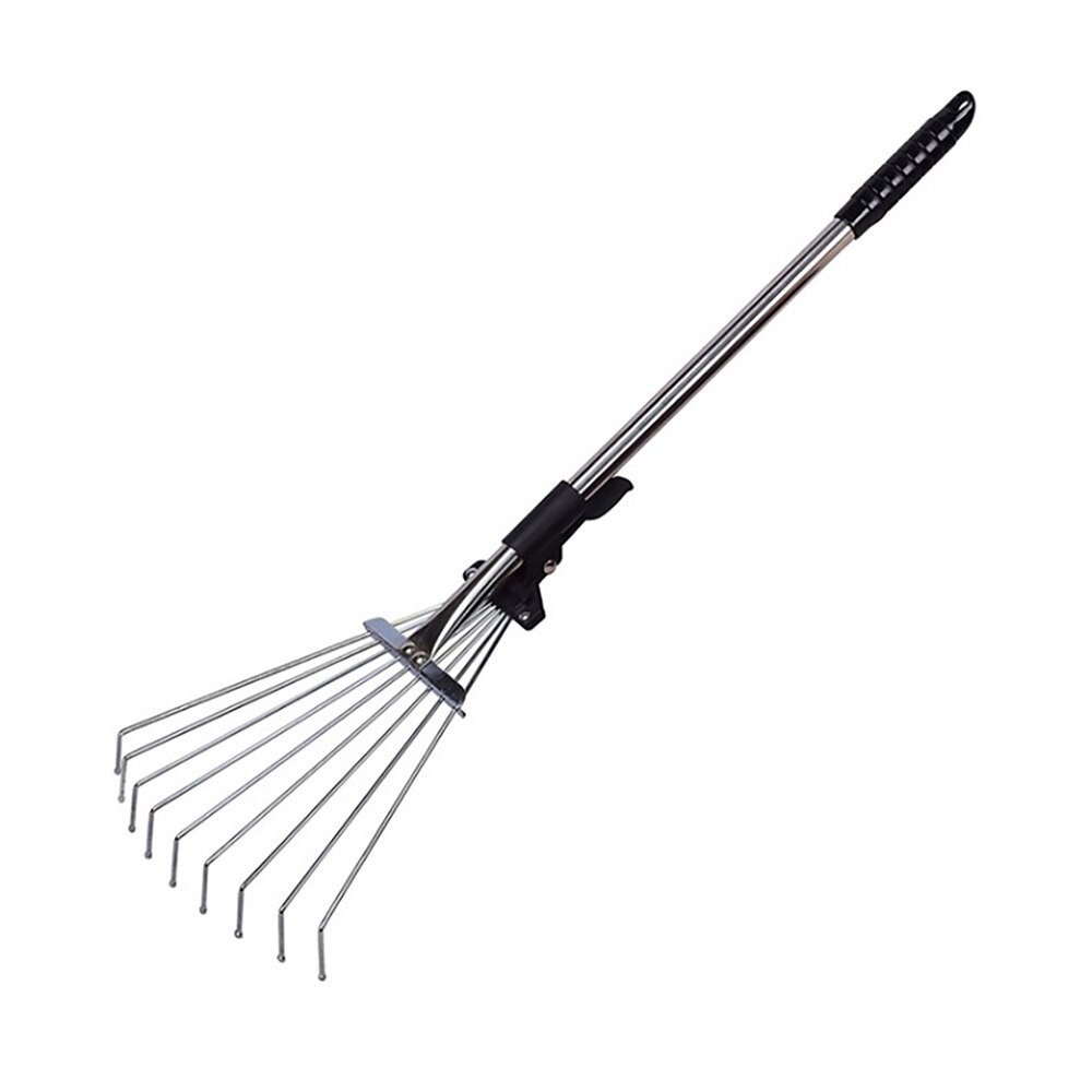 Scalable Garden Rake Extendable Leaves Rake With Flexible Teeth Rod For Garden Backyard Lawn Farm Street 9 Teeth Home Garden