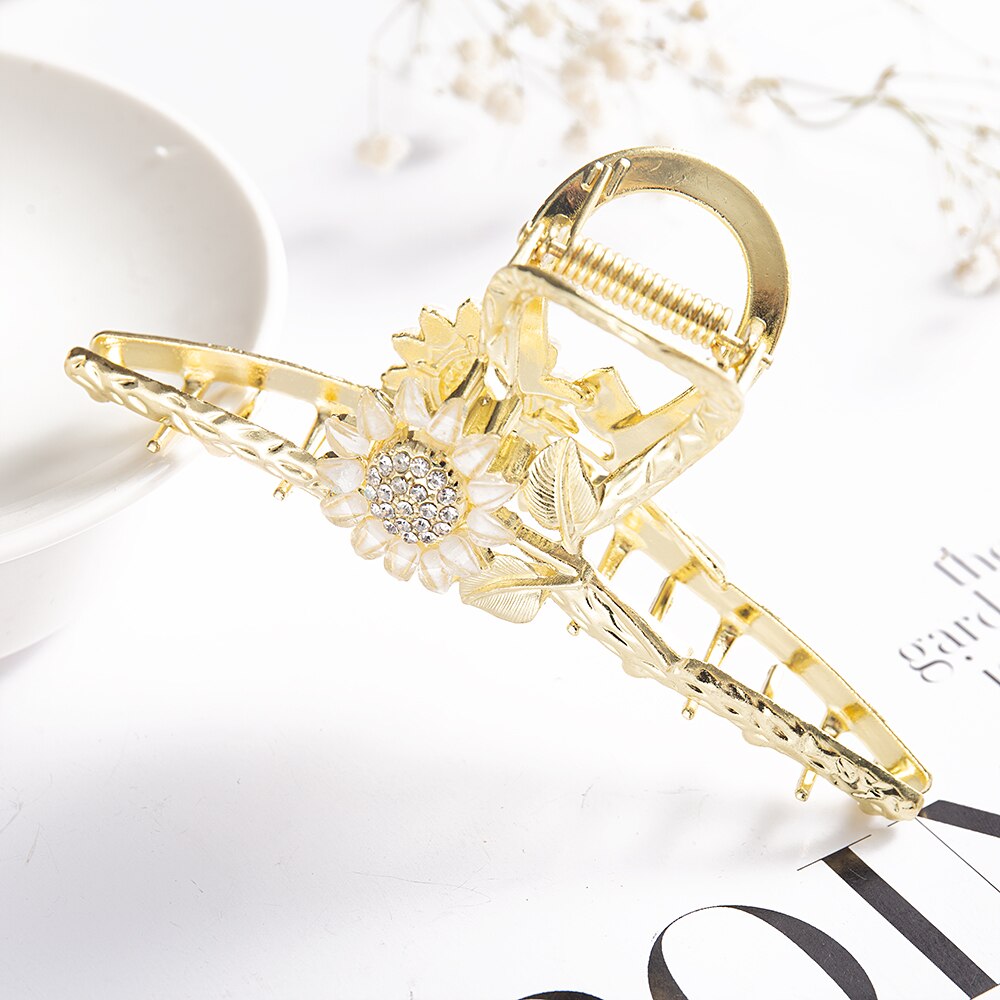 Vrouwen Elegante Gouden Holle Geometrische Metalen Haarklauw Vintage Haarspeldjes Hoofdband Haarspeld Haar Krab Haaraccessoires: Helder Geel