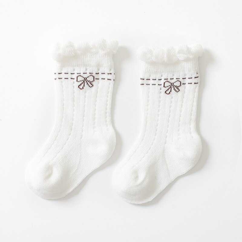 Calcetines finos de algodón para bebé, medias cómodas y transpirables con lazo de encaje, accesorios de para bebé de 0 a 3 años, 1 par