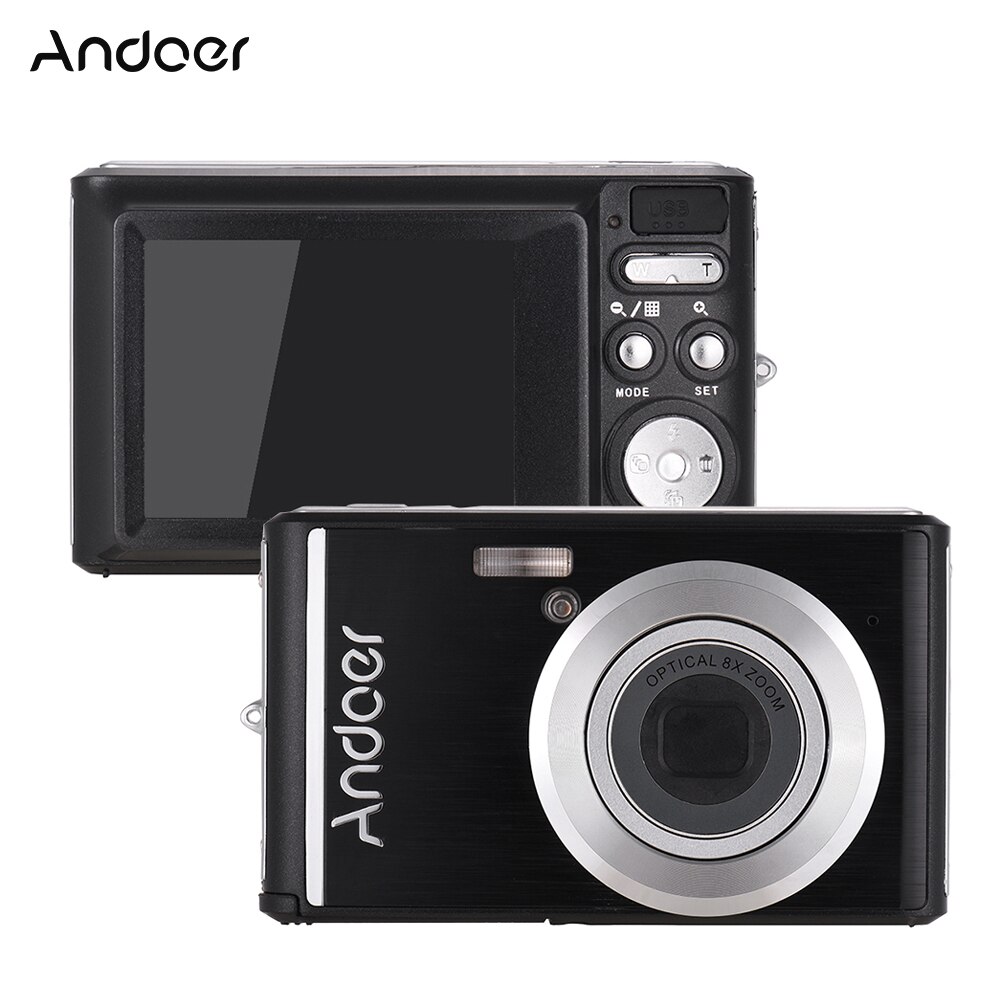 Andoer 20MP 1080P Digital Video Camera Camcorder LCD Screen with 2pcs Rechargeable Batteries 8X Optical Zoom Anti-shake Camera